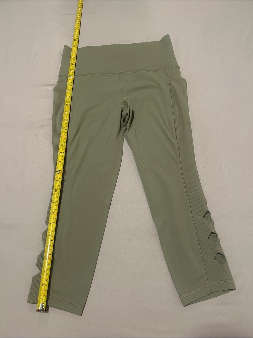Athleta Olive Green Cropped Leggings with Side Cutout Detail - Picture 3 of 10